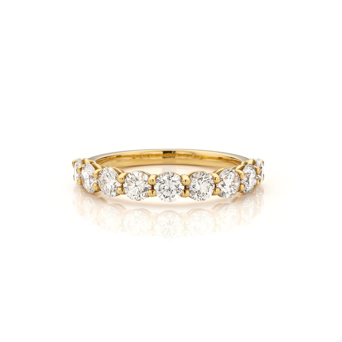 Riva diamond band in yellow gold, front view