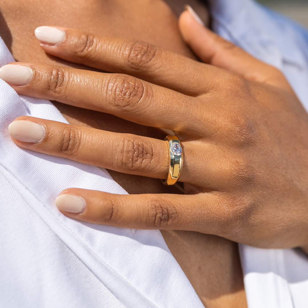 Signet Ring - Oval Diamond